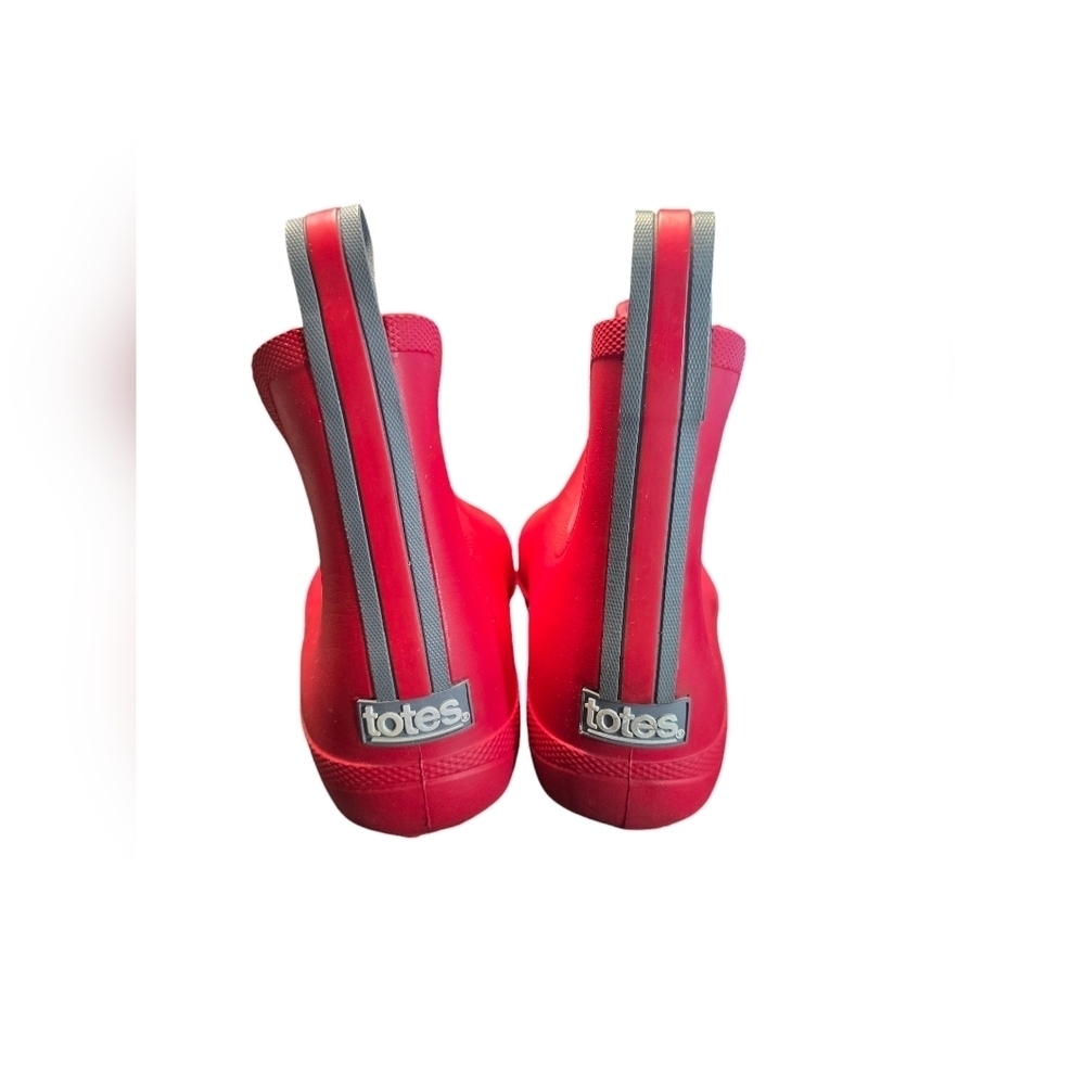 Totes Chelsea Ankle Rain Boot Lightweight Waterproof Anti-Microbial 8 Red Womens - Picture 4 of 7
